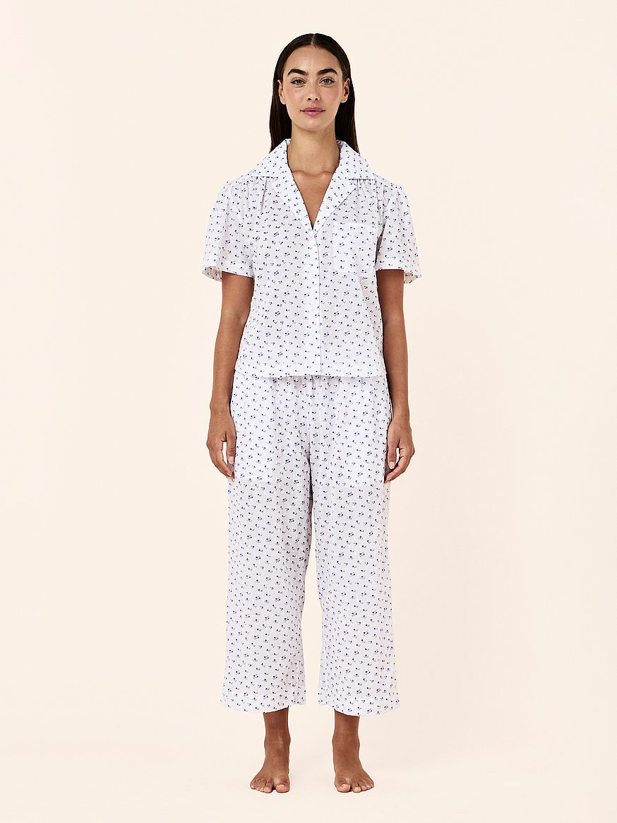 swiss dot short sleeve crop pajama set swiss dot short sleeve crop pajama set