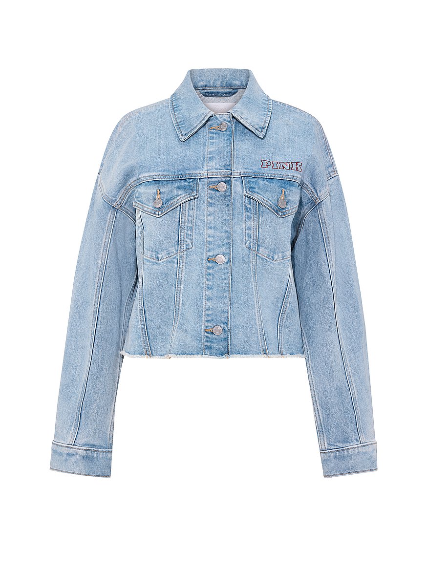 denim by pink frayed cutoff trucker jacket denim by pink frayed cutoff trucker jacket