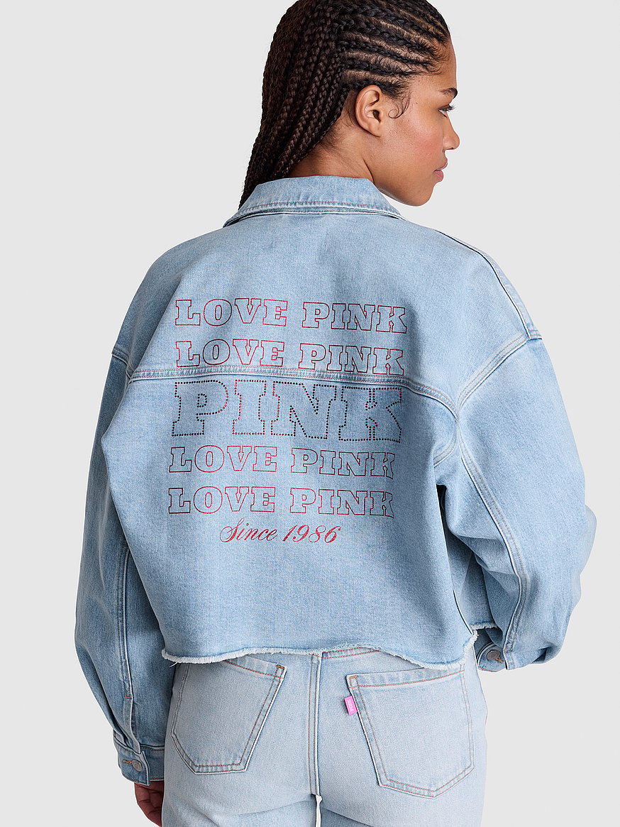 denim by pink frayed cutoff trucker jacket denim by pink frayed cutoff trucker jacket