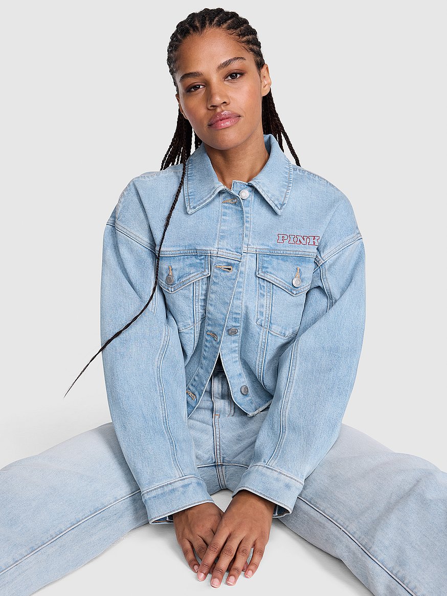 denim by pink frayed cutoff trucker jacket denim by pink frayed cutoff trucker jacket