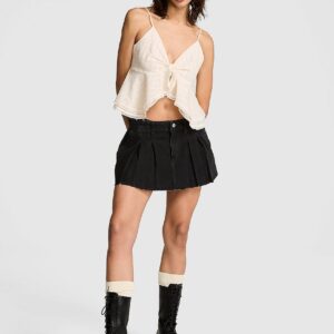 high low lace trim ruffle cami