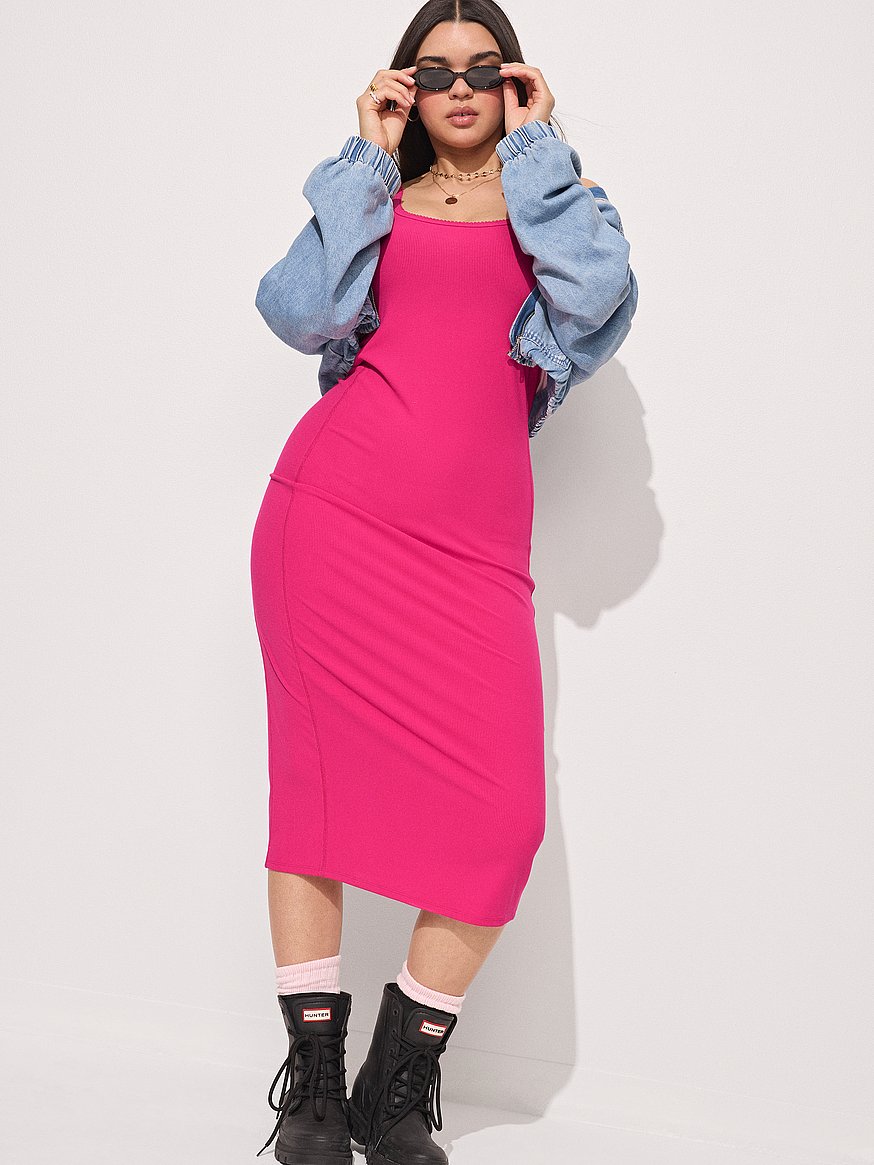 all day soft rib high neck midi dress all day soft rib high neck midi dress