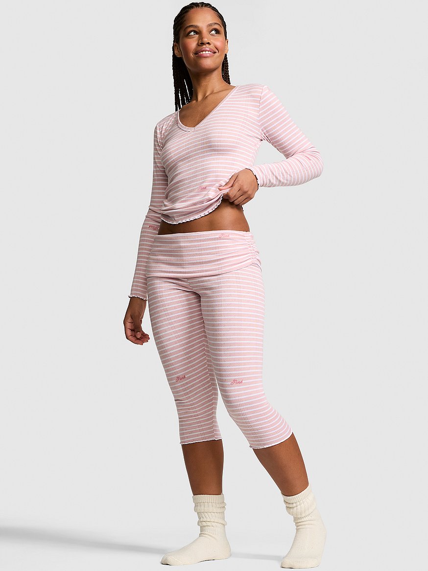 soft luxe pointelle foldover capri pants soft luxe pointelle foldover capri pants
