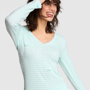 soft luxe pointelle v neck long sleeve top