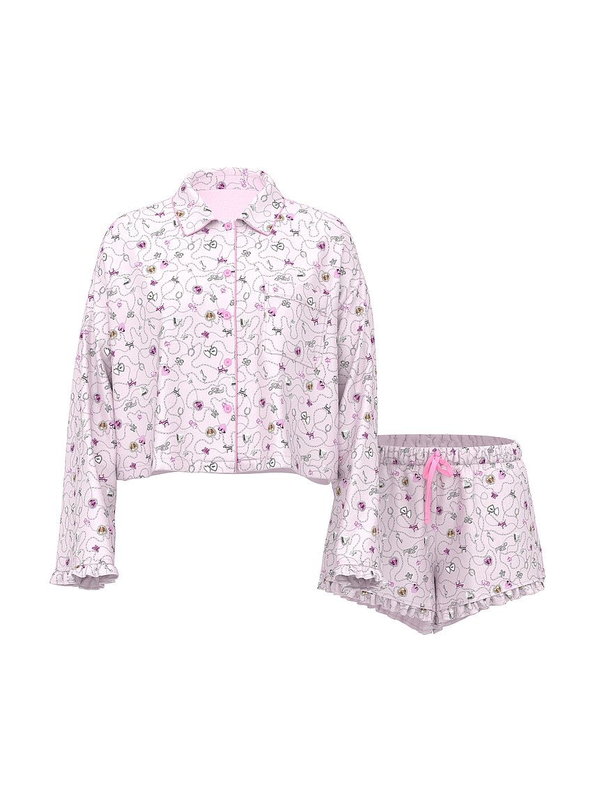 grwpink™ satin long sleeve and shorts pajama set grwpink™ satin long sleeve and shorts pajama set