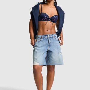 denim by pink mid rise baggy jorts
