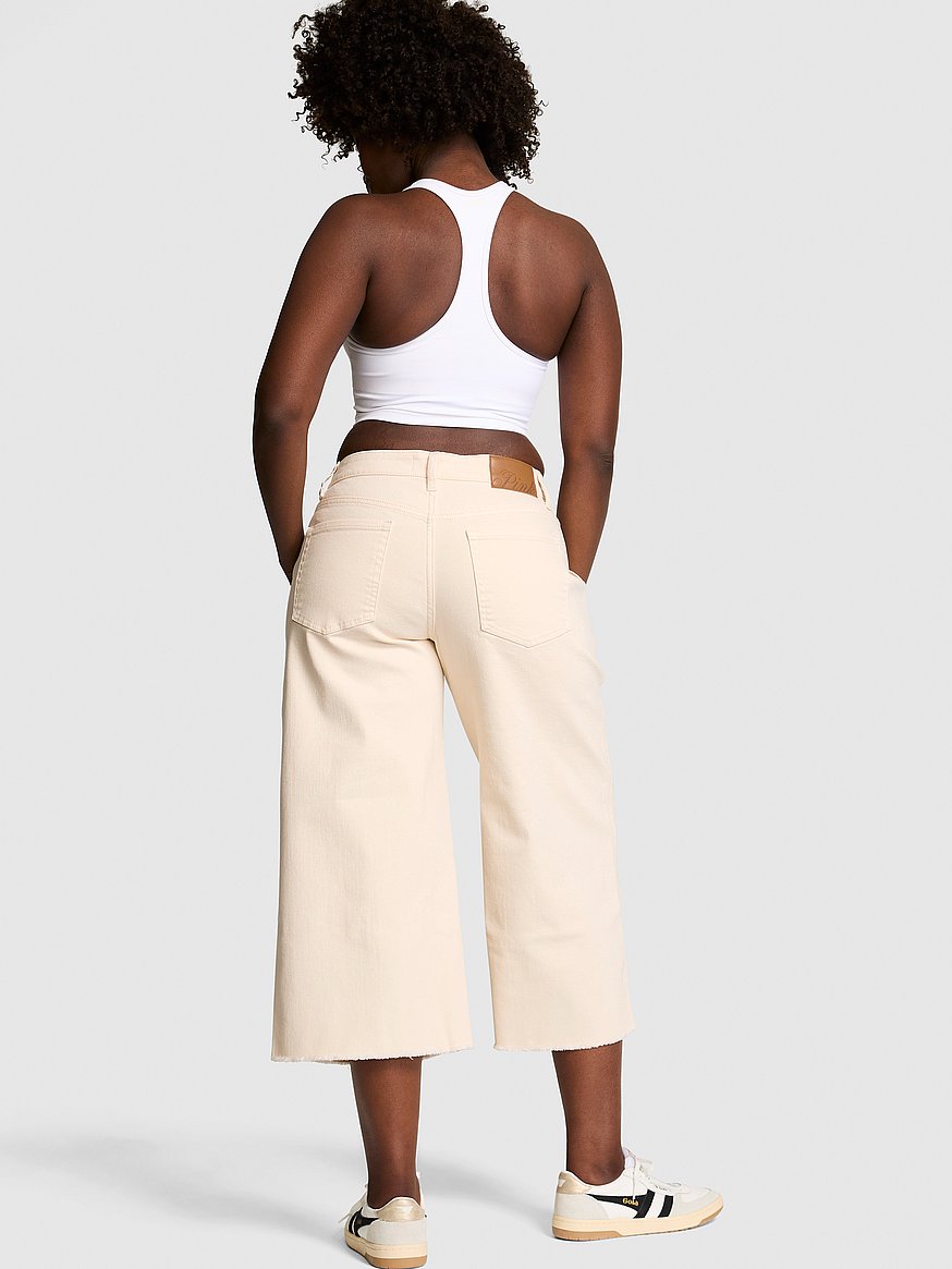denim by pink mid rise baggy wide leg cropped jeans denim by pink mid rise baggy wide leg cropped jeans