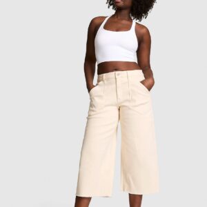 denim by pink mid rise baggy wide leg cropped jeans