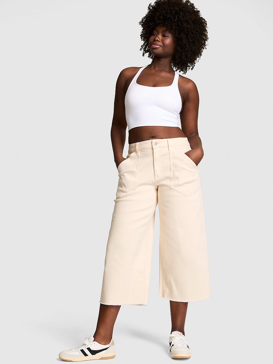 denim by pink mid rise baggy wide leg cropped jeans denim by pink mid rise baggy wide leg cropped jeans