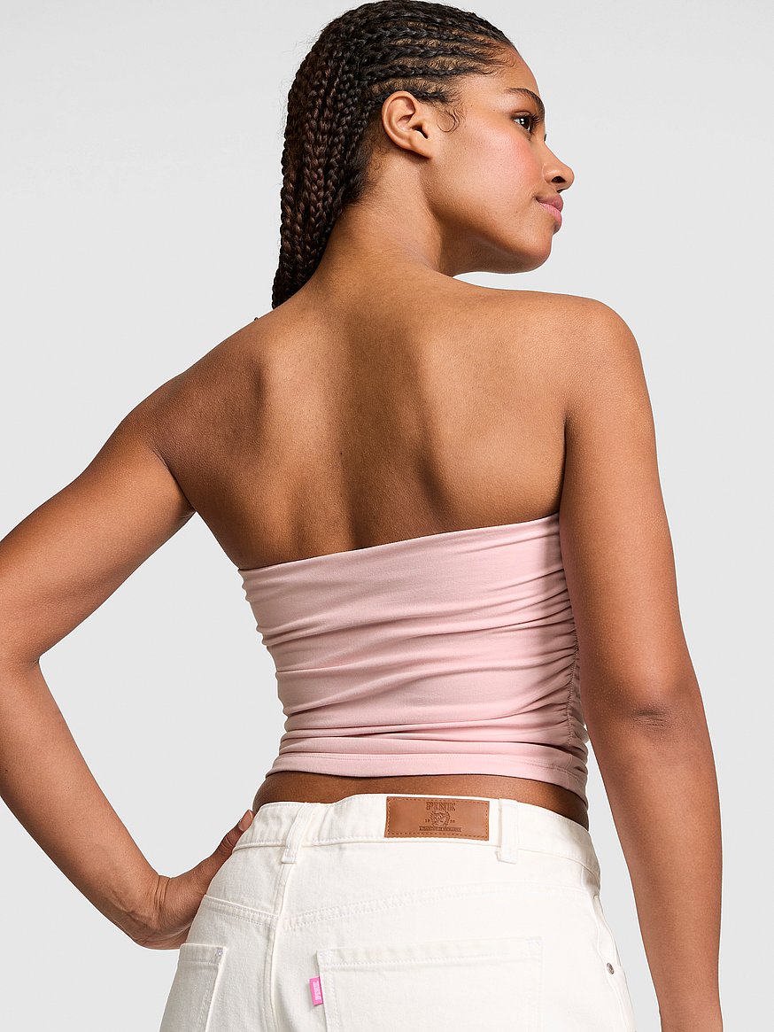 all day cotton™ side ruched tube top all day cotton™ side ruched tube top