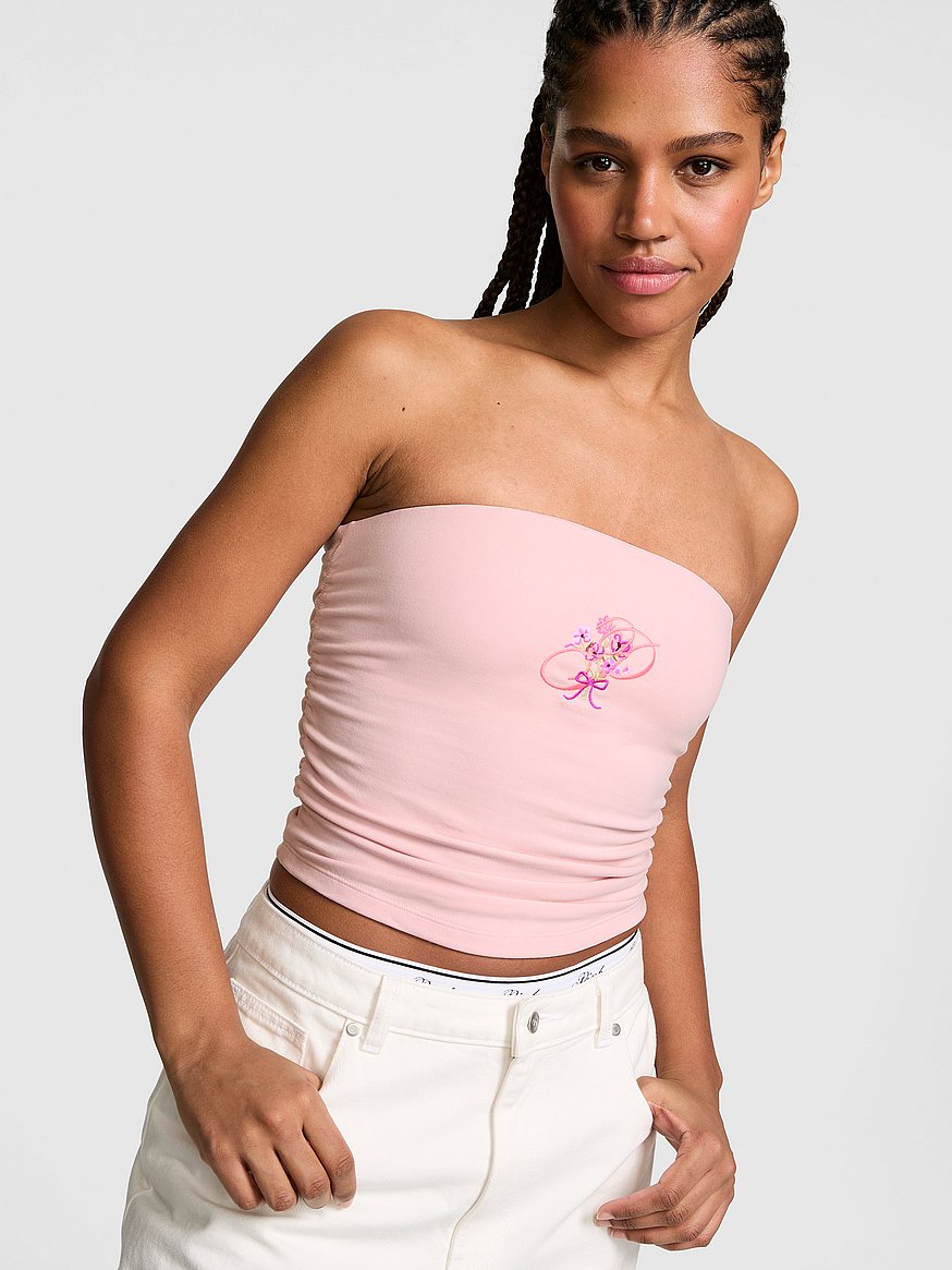 all day cotton™ side ruched tube top all day cotton™ side ruched tube top