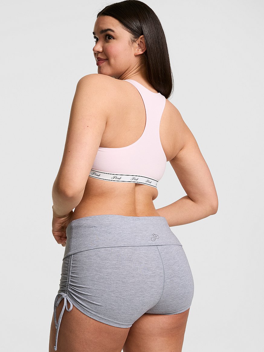 all day cotton™ foldover ruched micro shorts all day cotton™ foldover ruched micro shorts