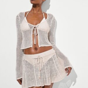 beachwear crochet flare mini skirt