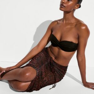 beachwear mesh cinched maxi skirt