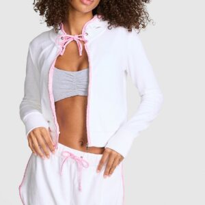 Home terry full zip cover up hoodie