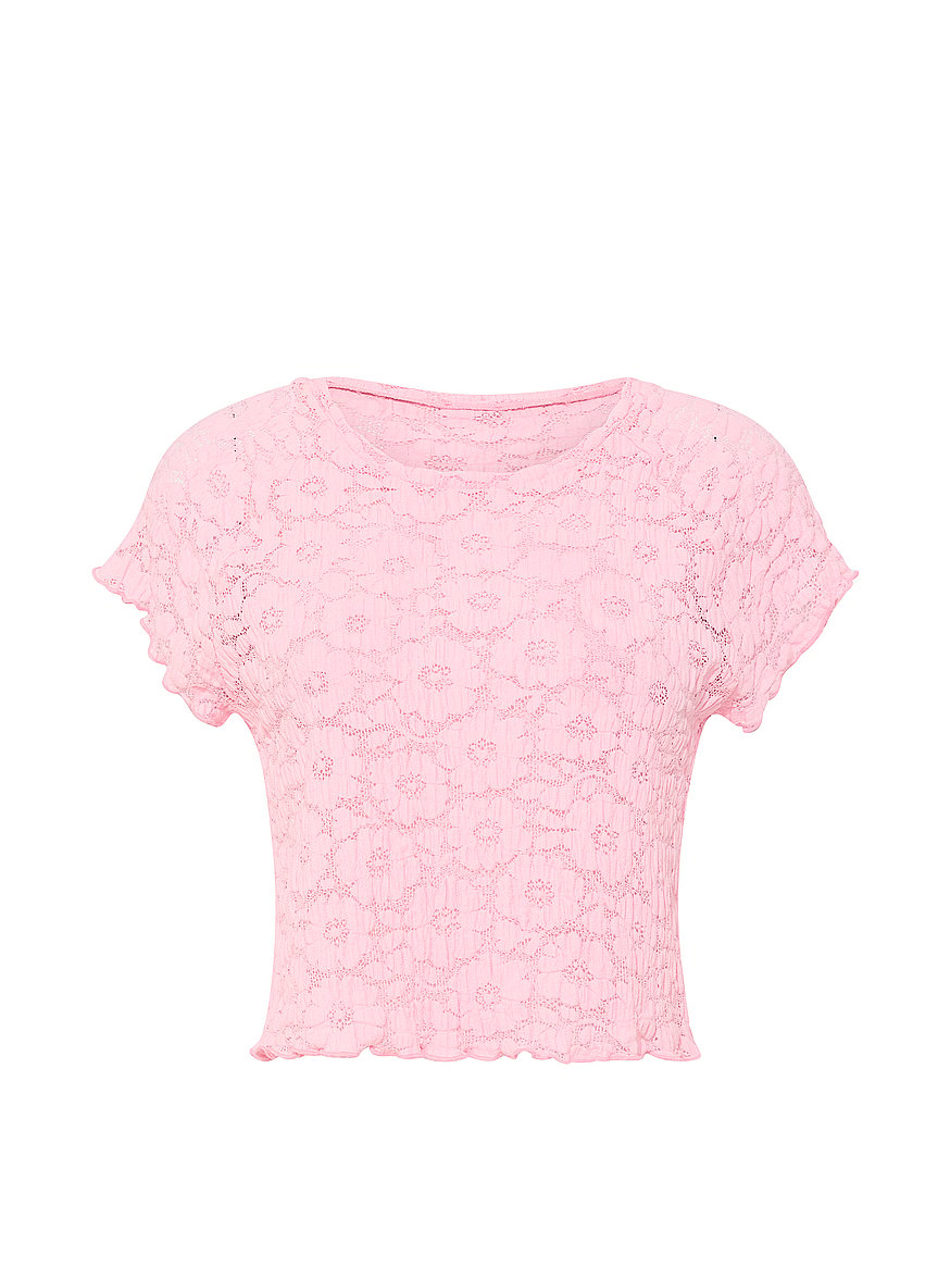 floral crochet cover up tee floral crochet cover up tee