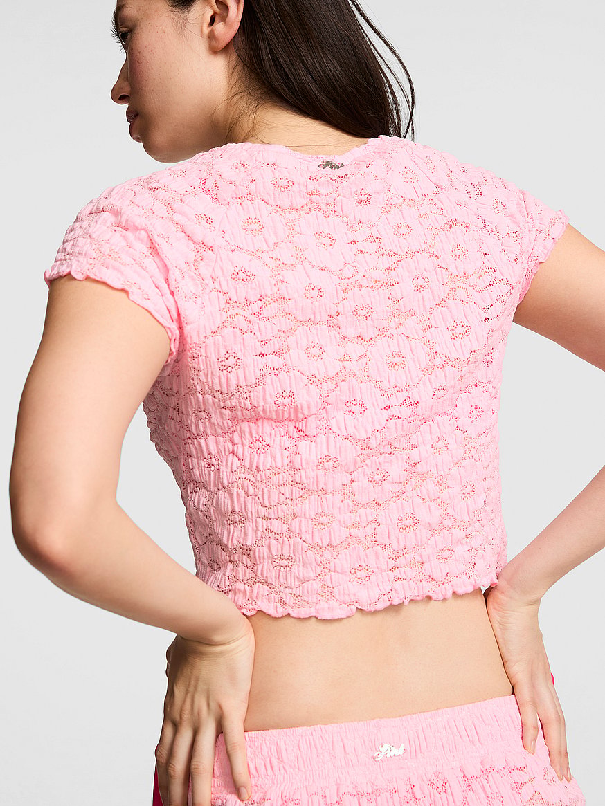floral crochet cover up tee floral crochet cover up tee