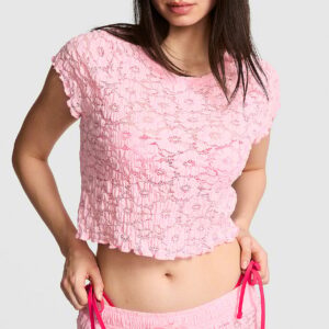 floral crochet cover up tee