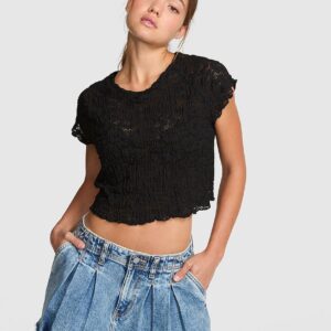 floral crochet cover up tee