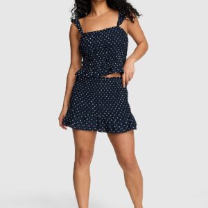 flirty fit smocked mini skirt