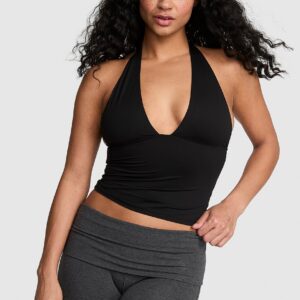 pink base stretch™ plunge halter top