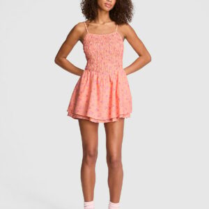 flirty fit smocked mini dress