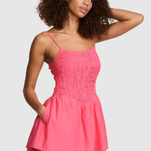 flirty fit smocked mini dress