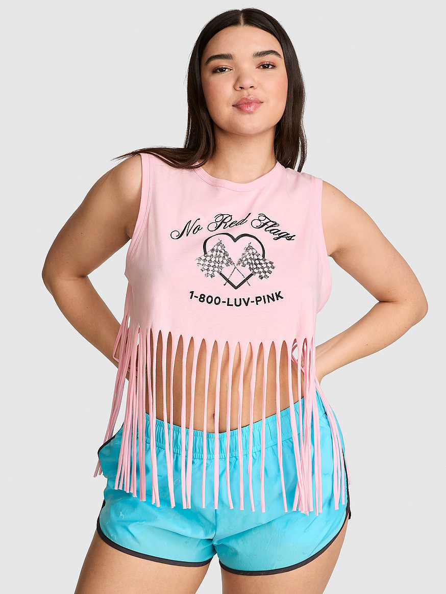 campus cotton™ retro fringe tank top campus cotton™ retro fringe tank top