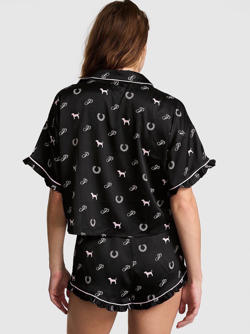 grwpink™ satin short sleeve and shorts pajama set grwpink™ satin short sleeve and shorts pajama set