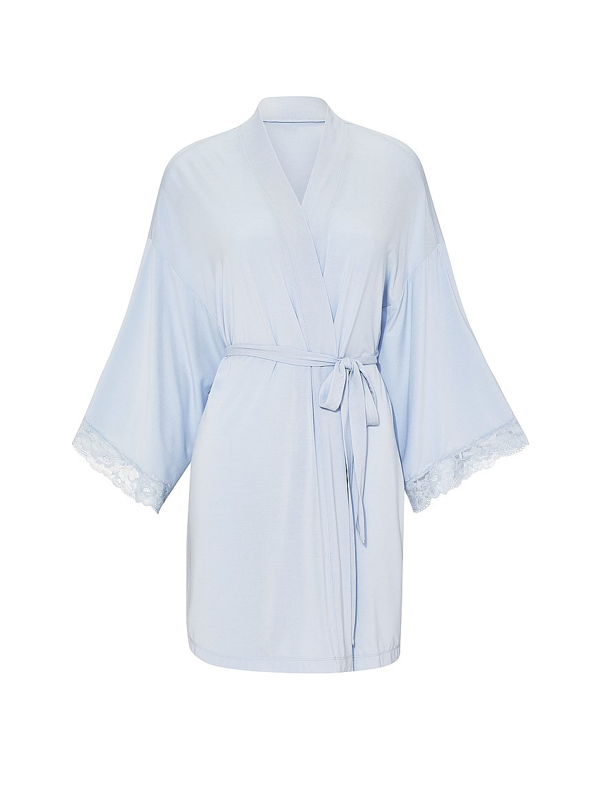 sosoft™ modal lace trim bridal short robe sosoft™ modal lace trim bridal short robe