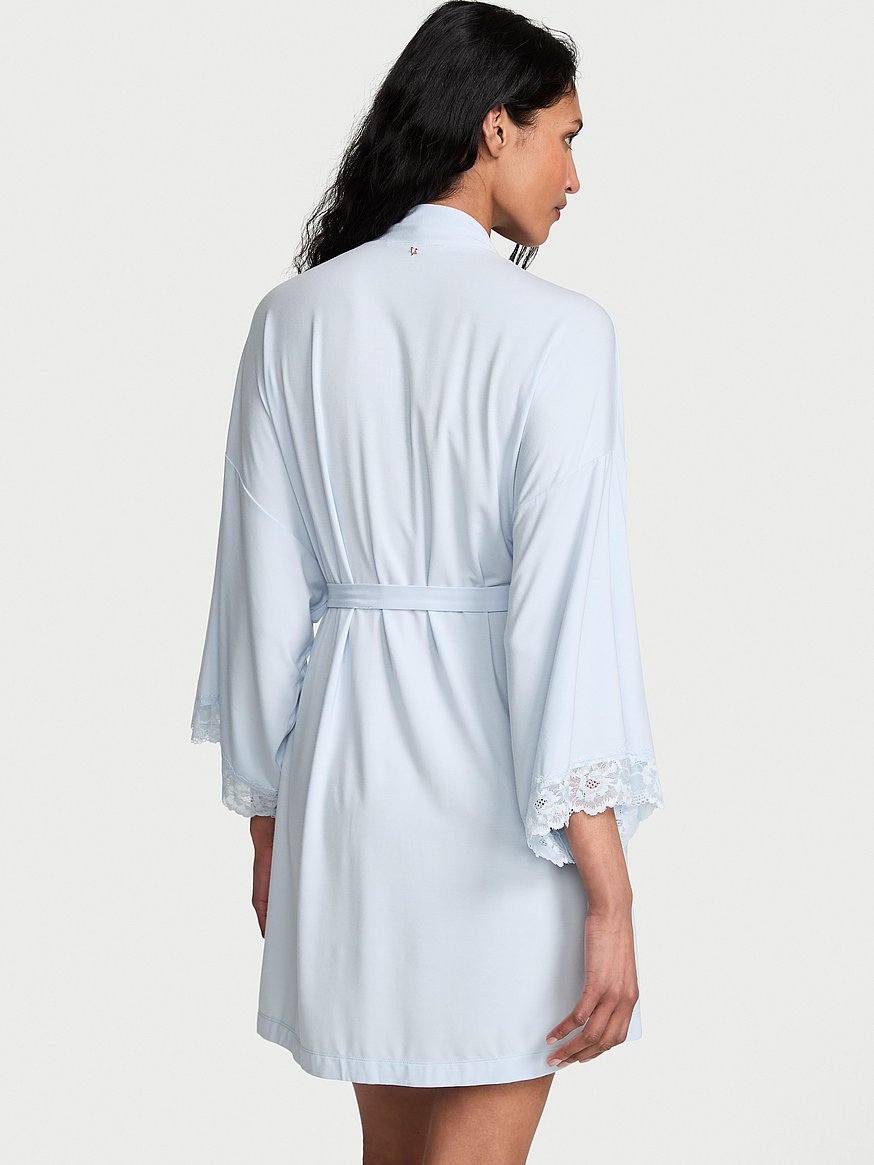 sosoft™ modal lace trim bridal short robe sosoft™ modal lace trim bridal short robe