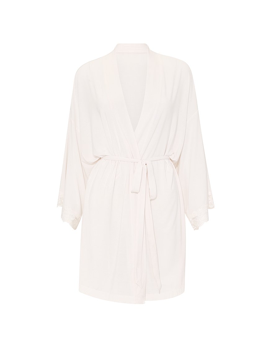 sosoft™ modal lace trim bridal short robe sosoft™ modal lace trim bridal short robe