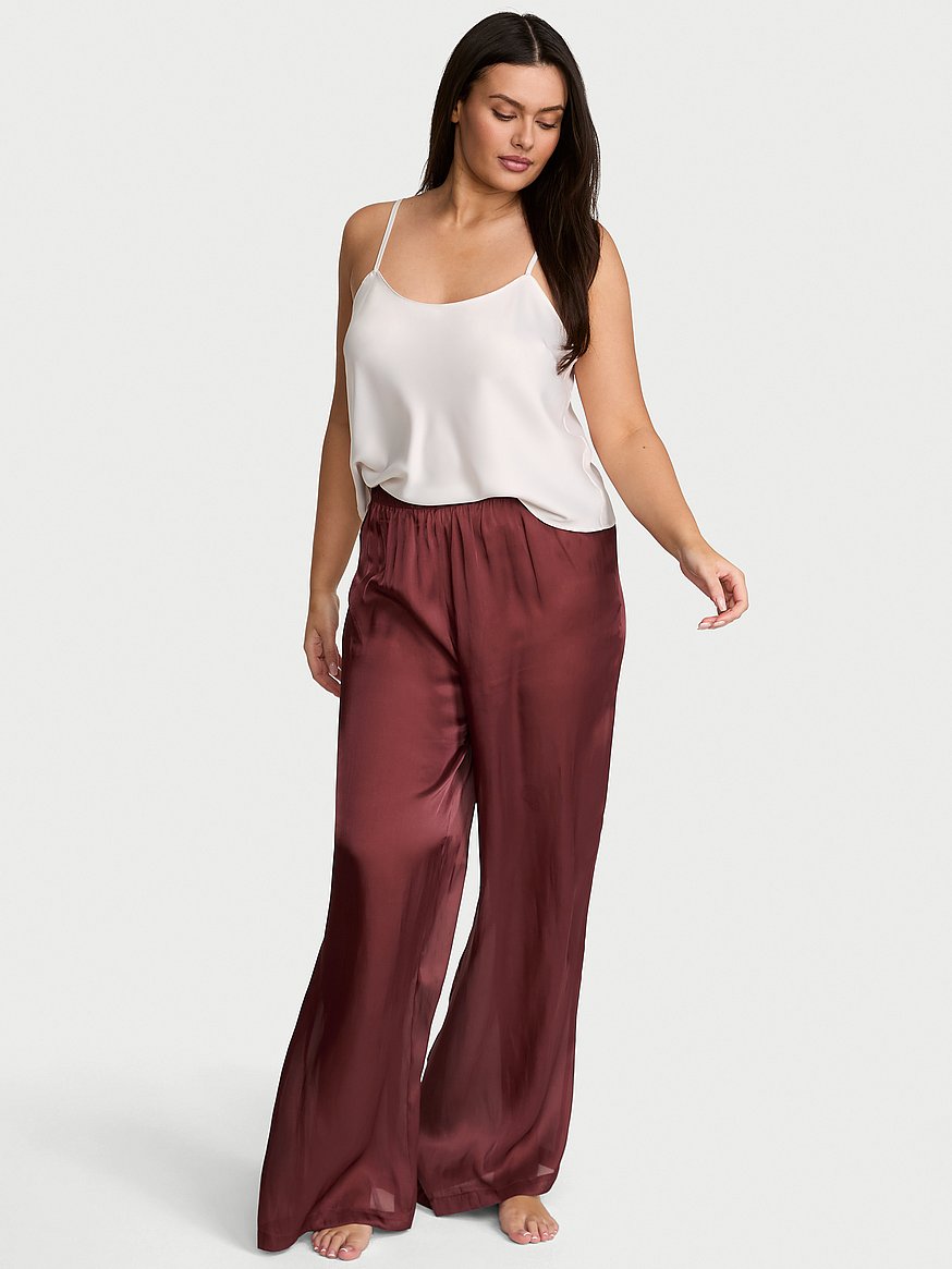 luxe sheer satin wide leg pant luxe sheer satin wide leg pant