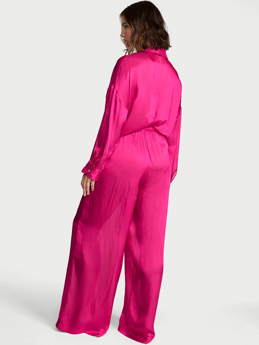 luxe sheer satin wide leg pant luxe sheer satin wide leg pant