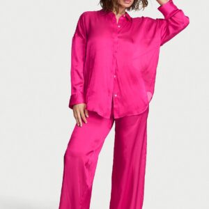 Home luxe sheer satin wide leg pant