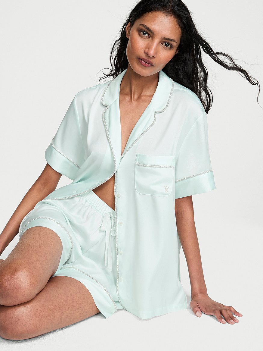 signature satin short pajama set signature satin short pajama set