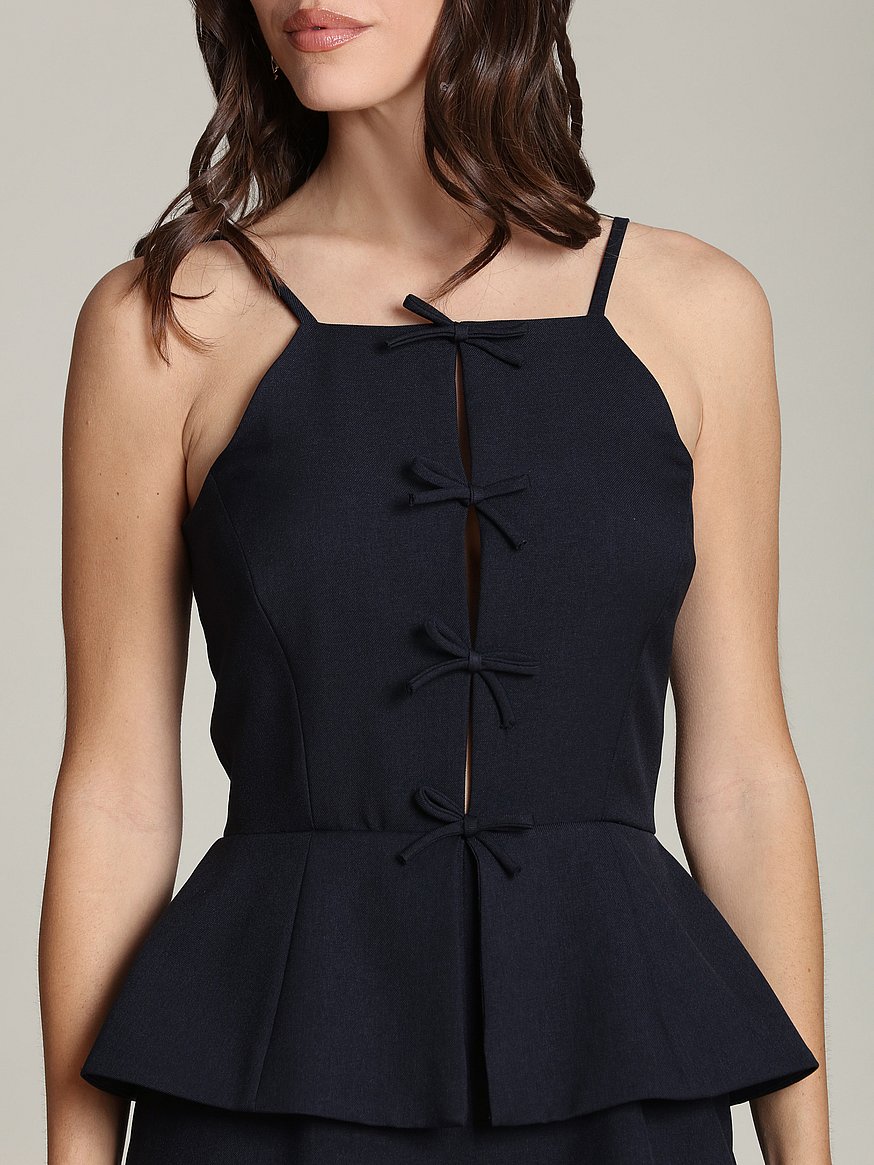 bow front peplum wide leg jumpsuit bow front peplum wide leg jumpsuit