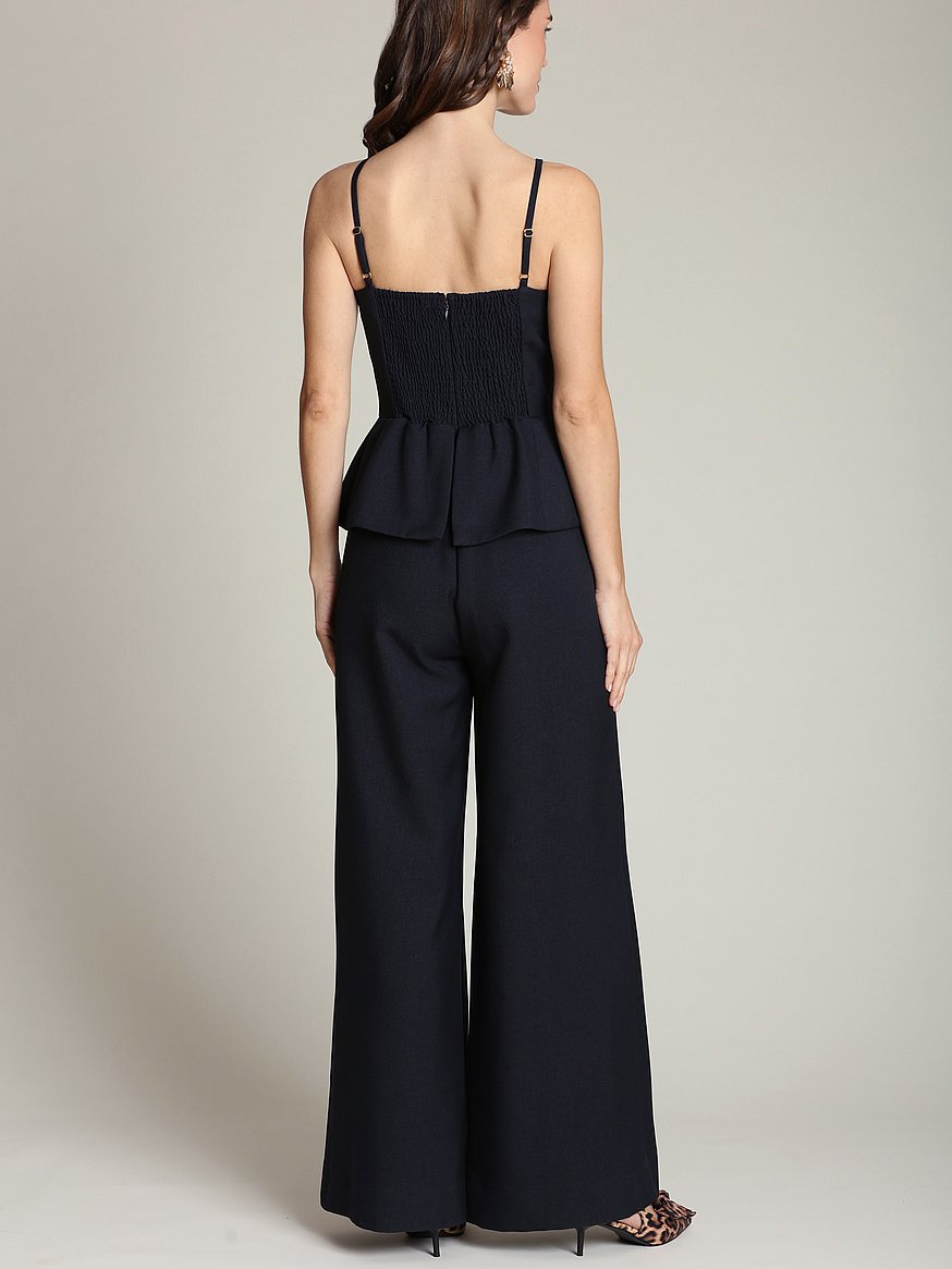 bow front peplum wide leg jumpsuit bow front peplum wide leg jumpsuit