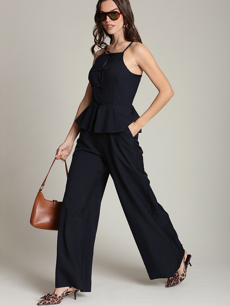 bow front peplum wide leg jumpsuit bow front peplum wide leg jumpsuit