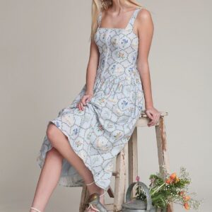 Витрина floral lattice linen blend midi dress