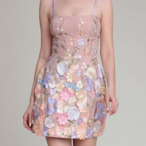 Витрина floral appliqué embroidered mini dress