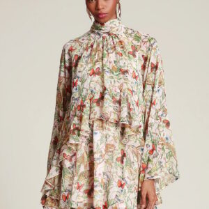 Витрина high neck ruffle mini dress