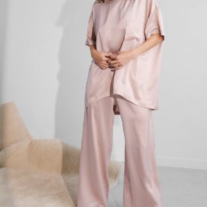 washable silk tee pant set