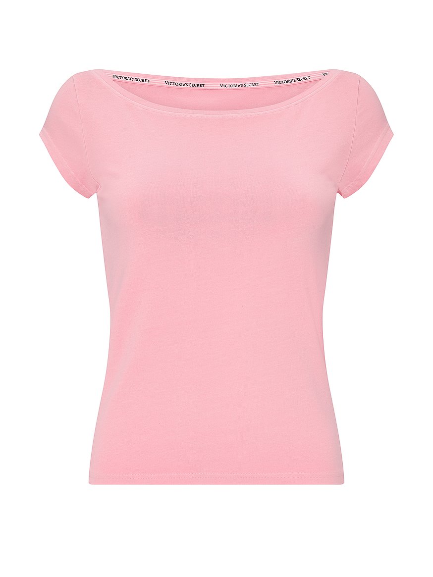 stretch cotton fitted boatneck tee stretch cotton fitted boatneck tee