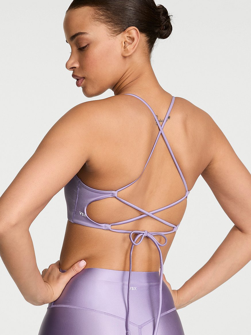 vsx glossytech™ strappy back sports bra vsx glossytech™ strappy back sports bra