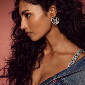 vs monogram diamanté hoop earrings