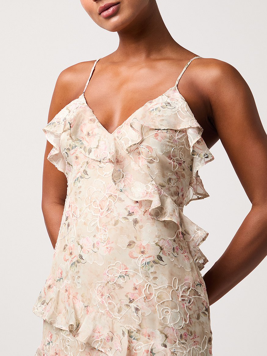 bryson ruffled embroidered sequin dress bryson ruffled embroidered sequin dress