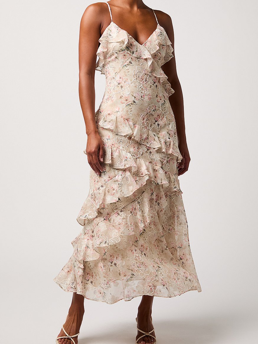 bryson ruffled embroidered sequin dress bryson ruffled embroidered sequin dress