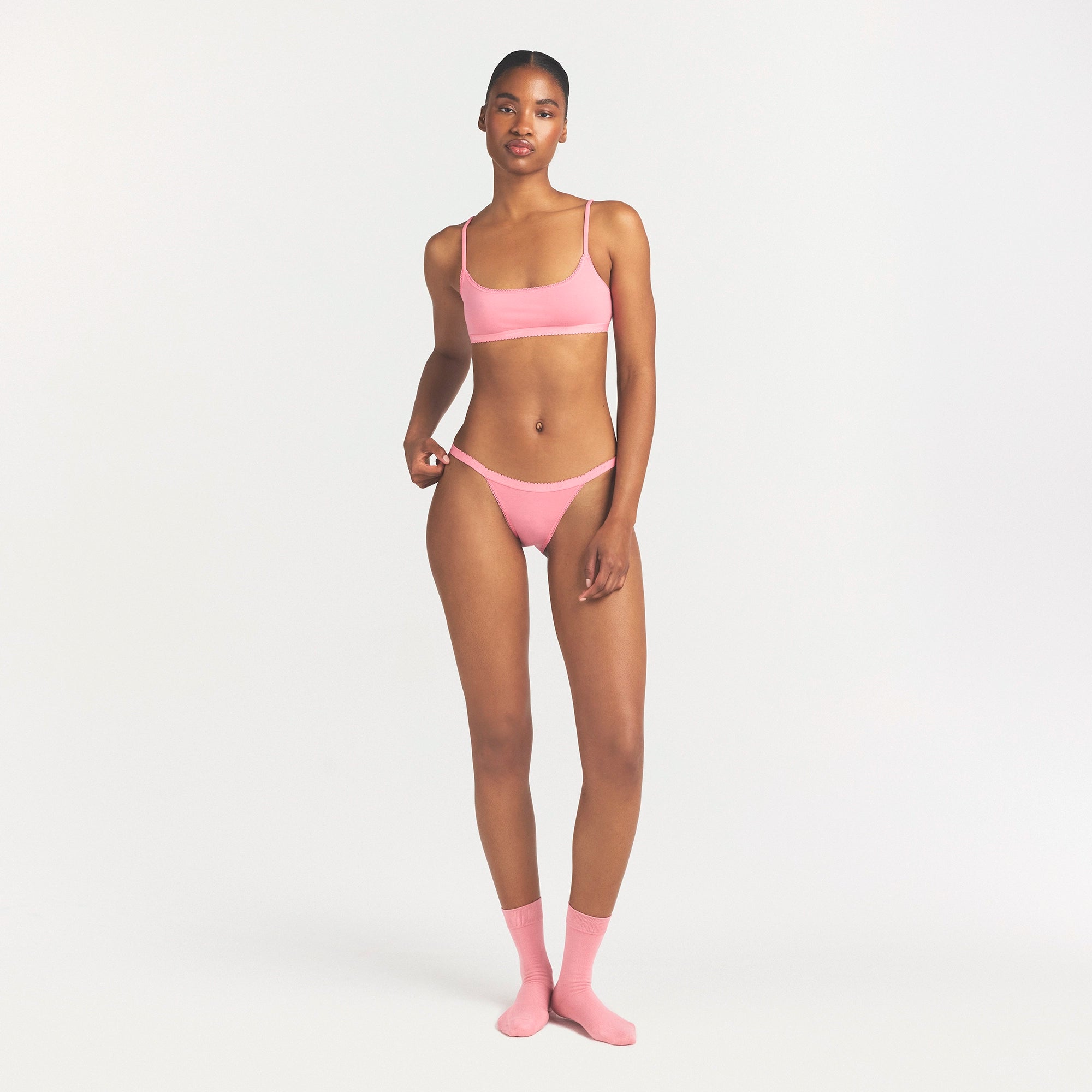 lightweight cotton logo picot string bikini lightweight cotton logo picot string bikini