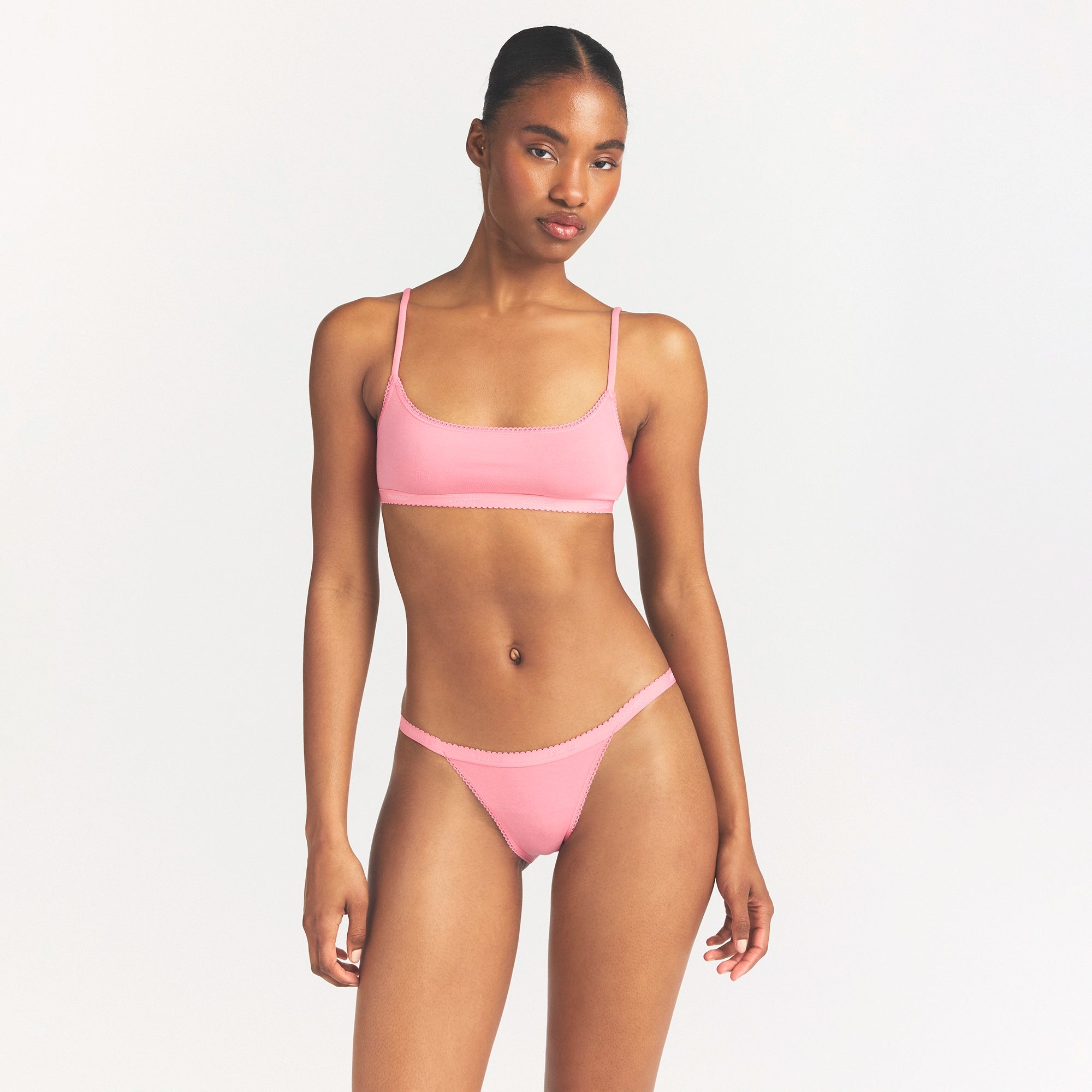 lightweight cotton logo picot string bikini lightweight cotton logo picot string bikini